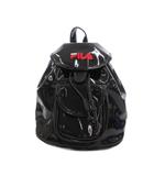 美品 リュックサック デイパック 黒 ブラック ドローストリング開閉 フラップ付き フロントポケット付き /IB ■GY99
