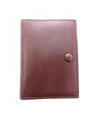 コールハーン COLE HAAN カードケース 名刺入れ 赤紫 ワインレッド 無地 ステッチ ボタン留め /IB ■GY99