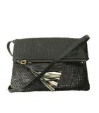 アニヤハインドマーチ ANYA HINDMARCH 2WAY 編み込み ショルダーバッグ イントレチャート レザー リボン メタルパッチ 黒 ブラック 0412 ■GY99