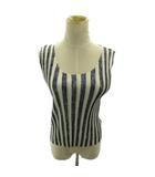 プリーツプリーズ PLEATS PLEASE イッセイミヤケ 美品 カットソー ストライプ ノースリーブ 3 白 青 ホワイト ブルー 0418