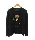 ポロ ラルフローレン POLO RALPH LAUREN ポロベア ニット セーター タキシード柄 マティーニ 刺繍 ウール カシミヤ混 長袖 M 黒 ブラック 710627823001 0427