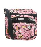 レスポートサック LesportSAC ショルダーバッグ ハンドバッグ 2way 黒 ブラック ピンク 総柄 ロゴ /ML ■GY99