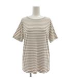 モンベル Montbell Tシャツ XL 白 ホワイト 茶 ブラウン ボーダー柄 クルーネック 半袖 /ML