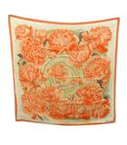 エルメス HERMES 美品 Les Pivoines 芍薬 牡丹 カレ90 スカーフ 花柄 絹 シルク ピンク 白 ホワイト 0615