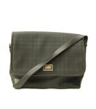 バーバリー ロンドン BURBERRY LONDON ショルダーバッグ チェック柄 ロゴ メタルパッチ レザー 黒 ブラック 0705