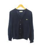 IZOD ヴィンテージ 70s ニット カーディガン ワニ ロゴ 刺繍 長袖 M 紺 ネイビー 0716 ■IBO100