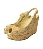 ジミーチュウ JIMMY CHOO ウェッジソール サンダル シューズ スエード スター 刺繍 34 21.0cm ピンク 0722 ■IBO100
