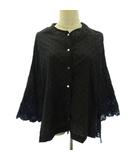 マーブルシュッド marble SUD 美品 26SS ラッコレース ハオリ ブラウス シャツ レース 長袖 黒 青 ブラック ブルー 05GS069023 0810