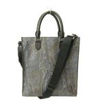エトロ ETRO 2way トートバッグ ショルダー ペイズリー柄 レザー 青 ブルー系 0810