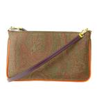 エトロ ETRO ミニ ショルダーバッグ ペイズリー柄 PVC レザー 茶 ブラウン系 0810