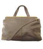 2way ショルダー トートバッグ レザー ウッド 茶 ブラウン 0826