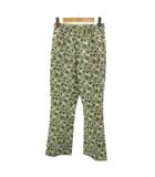 美品 パンツ ストレート ジップフライ 花柄 M 白 緑 ホワイト グリーン 0909