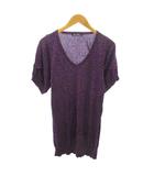ヒステリックグラマー HYSTERIC GLAMOUR ニット ワンピース ドット クマ 総柄 コットン リネン混 半袖 ひざ丈 F 紫 黒 パープル ブラック 0923