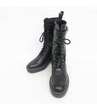  チャールズ アンド キース  CHARLES KEITH ブーツ バックル レースアップ サイドジップ プラットフォームブーツ ブラック 黒 35