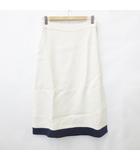 グッチ GUCCI スカート フレアー ロング バイカラー ホワイト クリーム 白 紺 ネイビー 40 ☆AA★