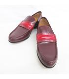 グッチ GUCCI ロファー コインローファー ペニーローファー スリッポン バイカラー レザー 233489 ボルドー レッド 6 1/2 ☆AA★