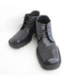 サルヴァトーレフェラガモ Salvatore Ferragamo ブーツ ショートブーツ チャッカブーツ レザー ブラック 黒 7/1/2 EE ☆AA★