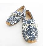 コールハーン COLE HAAN ドライビングシューズ デッキシューズ 総柄 ネイビー オフホワイト 8M