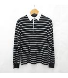 ラルフローレン RALPH LAUREN ポロシャツ 長袖 ハーフジップ ボーダー 綿 黒 白 ブラック ホワイト S