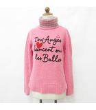 ルコックスポルティフ le coq sportif ゴルフ スポーツウエア ニット セーター 長袖 タートルネック ボーダー 刺繍 ウール ピンク グレー S