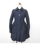 バーバリーブルーレーベル BURBERRY BLUE LABEL コート ステンカラー 切替 ギャザー ベルト 裏チェック 紺 ネイビー 38