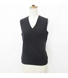 GOLF ゴルフ スポーツウエア ニット ベスト プルオーバー Vネック 刺繍 カシミヤ 綿 黒 ブラック M