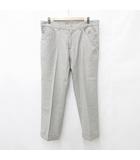 パンツ ストレート ロング ロールアップ ウール混 グレー 36