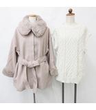 グレイル GRL ジーユー GU コート ベスト 2枚セット フェイクファー ニット 丸首 プルオーバー ピンク ベージュ 白 ホワイト F L