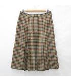 スカート プリーツスカート ロング チェック 大きいサイズ ウール ベージュ 80～84