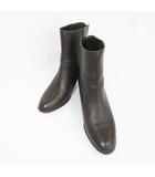 リズラフィーネ Riz raffinee ブーツ ショートブーツ バックジップ チャンキーヒール ブラウン 茶 24 1/2EEE