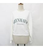 グリーンレーベルリラクシング ユナイテッドアローズ green label relaxing トレーナー 長袖 クルーネック プリント スウェット リブ 白 オフホワイト