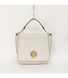 ロエベ LOEWE マイア ハンドバッグ ワンショルダーバッグ アナグラム レザー オフホワイト 白 ゴールドカラー ☆AA★