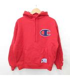 チャンピオン CHAMPION パーカ 長袖 プルオーバー フード 刺繍 ワッペン ロゴ スウェット 裏起毛 リブ 赤 レッド M