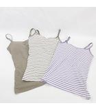 ユニクロ UNIQLO キャミソール 3点セット サラファイン カップ付 総柄 ドット ボーダー ベージュ 紫 白 パープル ホワイト M
