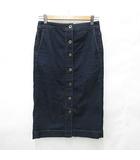 プラステ PLST スカート タイトスカート ロング 前ボタン開き デニム 裏起毛 インディゴ 紺 ネイビー S