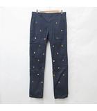 マンシングウェア MUNSINGWEAR ゴルフ スポーツウエア パンツ ストレッチ ロング 刺繍 総柄 紺 ネイビー 88