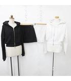 グレイル GRL セットアップ ルームウェア 部屋着 2枚セット パジャマ パーカー スカート 長袖 ジップアップ フード ミニ丈 インパンツ 裏起毛 ブラック ホワイト 黒 白 F