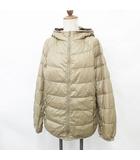 ユニクロ UNIQLO ダウンジャケット ジップアップ フード ブラウン ベージュ XL