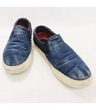 モンクレール MONCLER スリッポン スニーカー デニム ボア ネイビー ブルー 青 40 ☆AA★