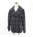 ディップドロップス Dip Drops コート Pコート ダブル チェック ウール混 黒 グレー ブラック 2