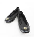 トリーバーチ TORY BURCH フラットシューズ バレエシューズ スリッポン ロゴ ブラック 黒 7M ☆AA★