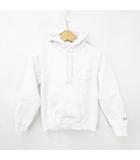 チャンピオン CHAMPION パーカー 長袖 プルオーバー フード ワッペン スウェット 裏起毛 白 ホワイト S