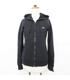 バーバリーブルーレーベル BURBERRY BLUE LABEL パーカー 長袖 ジップアップ フード 刺繍 スウェット リブ 綿 黒 ブラック 38