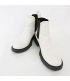 コーチ COACH ブーツ サイドゴアブーツ ショートブーツ メタルスタッズ ホワイト ブラック 38.5