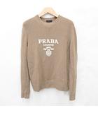 プラダ PRADA ニット セーター クルーネック ロゴ ウール カシミヤ UMB223 S211 1YMW ブラウン キャメル 茶 48