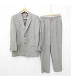 ヒロココシノ HIROKO KOSHINO セットアップ スーツ テーラードジャケット スラックス シングル 背抜き ツータック ウール チェック柄 グレー 黒 ブラック 94A6