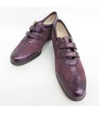  菊地の靴 パンプス ウォーキングシューズ ベルクロ パープル 紫 24 1/2