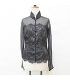 ユミカツラ YUMI KATSURA フォーマル パーティー ブラウス 長袖 スタンドカラー レース シフォン 黒 ブラック チャコール 9