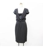 エトロ ETRO フォーマル パーティー ワンピース ロング キャップスリーブ ドレープ 別布 サテン 黒 ブラック 42