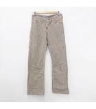 ベティスミス Betty Smith パンツ ストレート ロング チェック 刺繍 タブベルト 綿 麻 ベージュ 茶 ブラウン SS